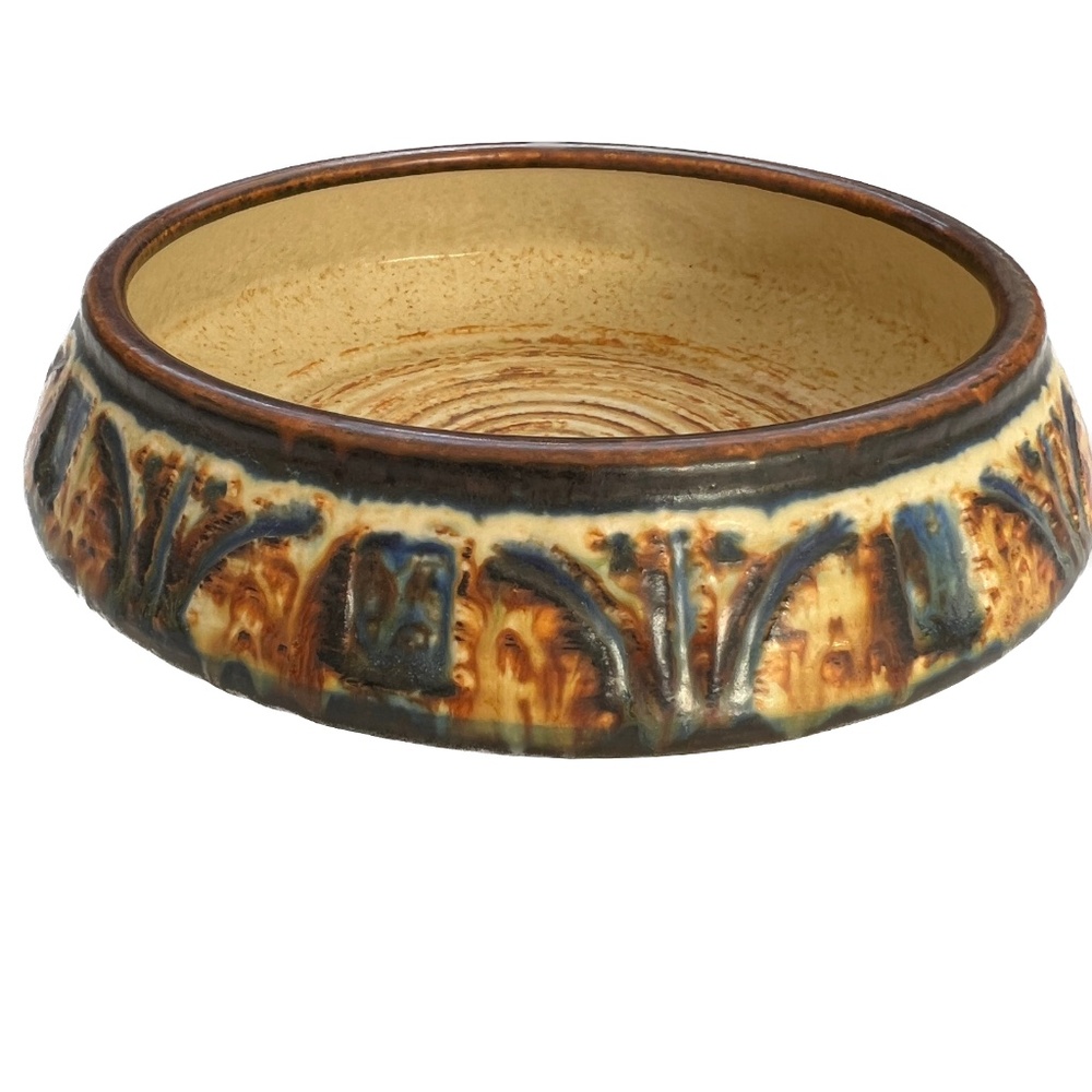 Vintage Stoneware Bowl Noomi & Finne for Søholm Danish Denmark Brown Blue Heavy